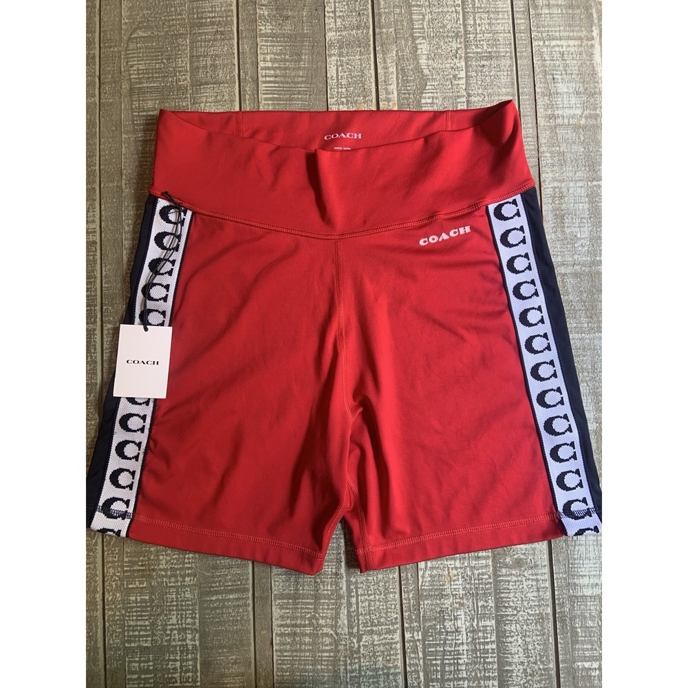 Coach Women's Signature Red Shorts Medium Authentic Limited Edition Polyester